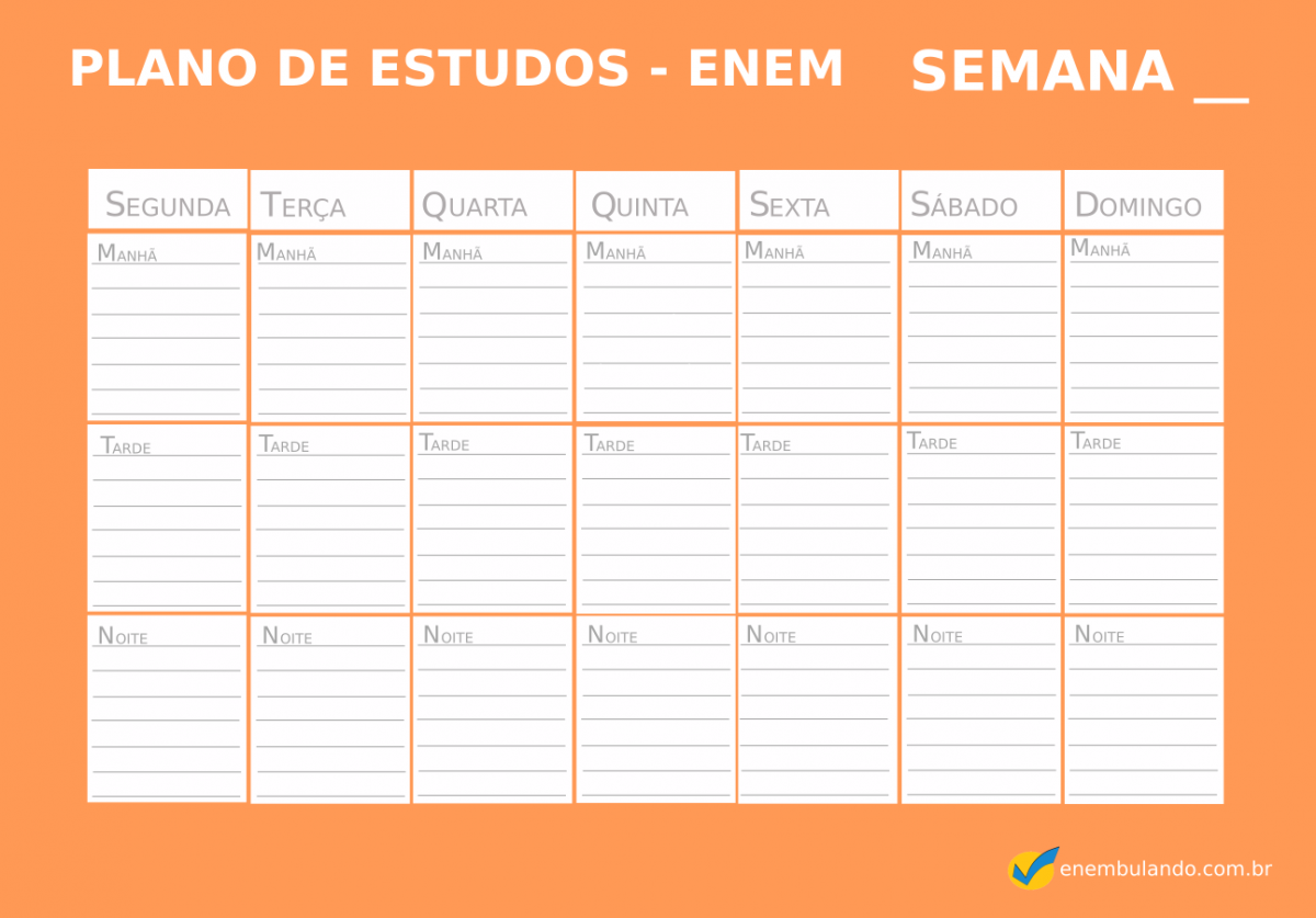 Modelo De Cronograma De Estudo Semanal Download