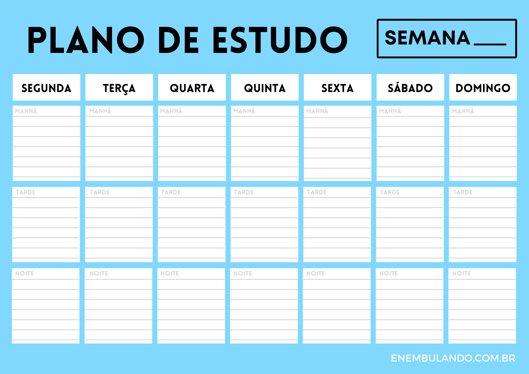 Modelo De Cronograma De Estudo Semanal Download Enembulando